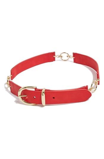 Women's Topshop Logo Link Faux Leather Belt - Red