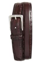Men's John Varvatos Star Usa Pickstitch Feather Edge Leather Belt - Chocolate