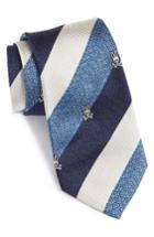 Men's Psycho Bunny Wide Stripe Silk Tie, Size - Blue