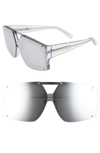 Women's Karen Walker 70mm Mirrored Oversized Sunglasses - Crystal Clear/ Silver