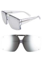 Women's Karen Walker 70mm Mirrored Oversized Sunglasses - Crystal Clear/ Silver