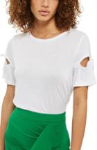Women's Topshop Ribbon Sleeve Tee Us (fits Like 2-4) - White