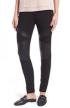 Women's Two By Vince Camuto Lacquer Inset Moto Leggings - Black