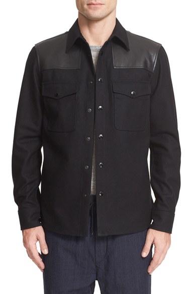 Men's Rag & Bone Key Wool & Leather Shirt Jacket