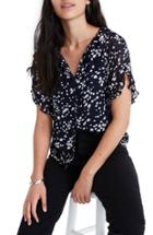Women's Madewell Memento Ruffle Sleeve Top, Size - Blue