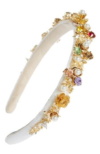 Tasha Multi Floral Stone Headband, Size - Yellow
