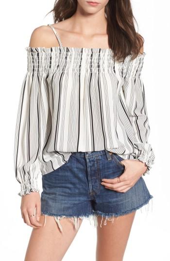 Women's Bp. Smocked Off The Shoulder Top - Black