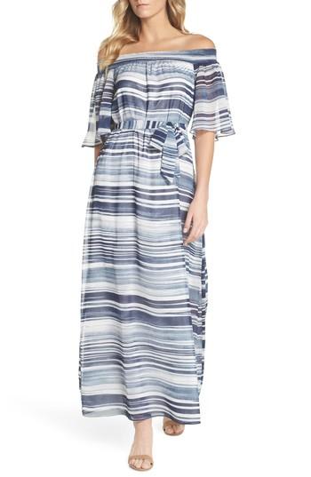 Women's Trina Trina Turk San Onofre Off The Shoulder Maxi Dress - Blue