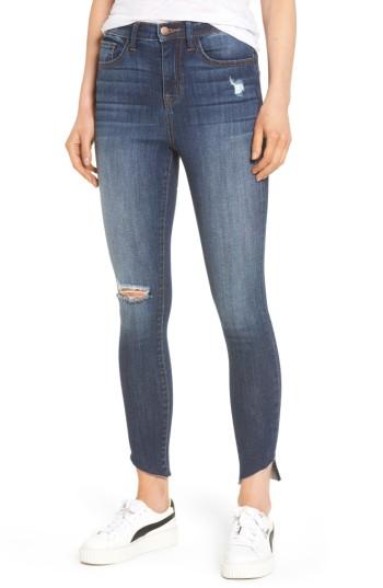 Women's Sp Black Angled Step Hem High Waist Skinny Jeans - Blue