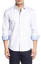 Men's Bugatchi Shaped Fit Grid Sport Shirt, Size - Blue