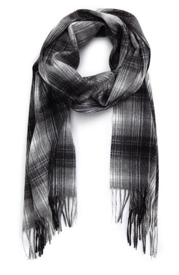 Men's Andrew Stewart Ombre Plaid Cashmere Scarf, Size - Black