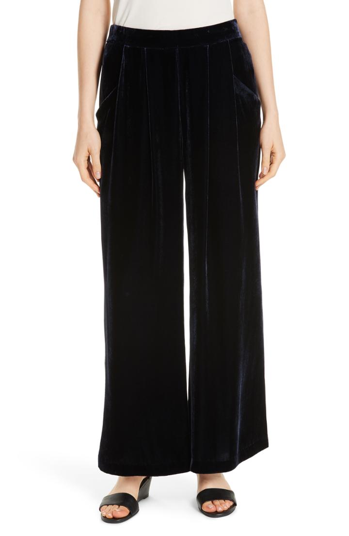 Women's Eileen Fisher Wide Leg Velvet Ankle Pants - Blue