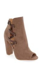 Women's Daya By Zendaya 'kaylor' Peep Toe Buckle Strap Bootie M - Grey