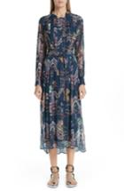 Women's Isabel Marant Dalika Dragon Print Silk Blend Dress Us / 34 Fr - Blue