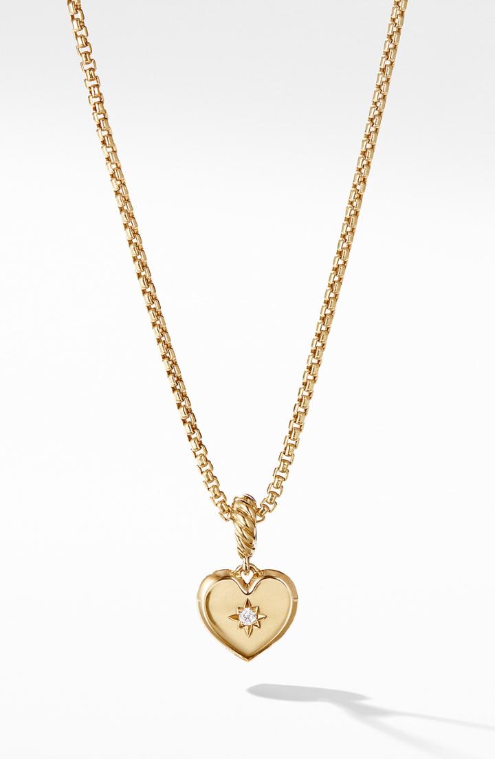 Women's David Yurman Pave & 18k Gold Compass Heart Pendant Enhancer