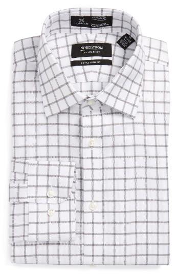 Men's Nordstrom Men's Shop Smartcare(tm) Extra Trim Fit Check Dress Shirt .5 32/33 - Metallic