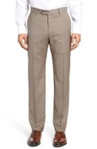 Men's Monte Rosso Flat Front Stripe Wool Trousers - Beige