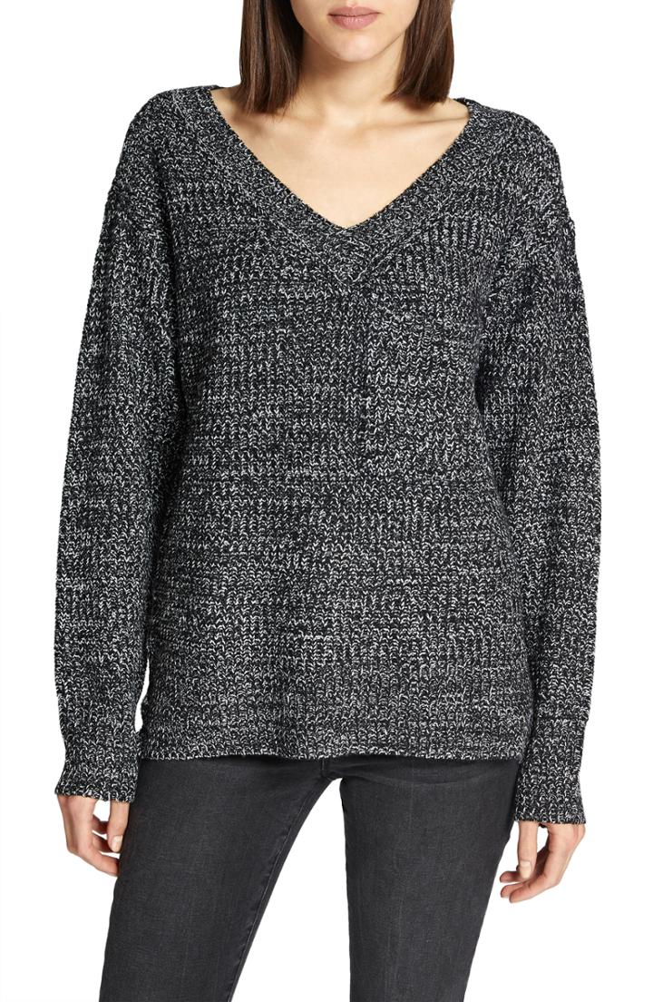 Women's Sanctuary Amare V-neck Sweater - Black