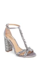 Women's Jewel Badgley Mischka Carver Block Heel Sandal .5 M - Metallic