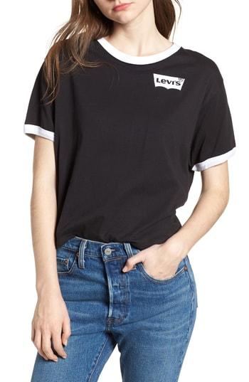 Women's Levi's J.v. Graphic Ringer Tee - Black