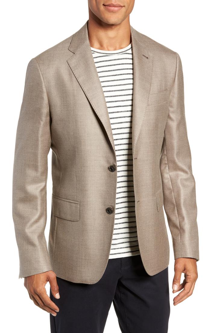 Men's Nordstrom Signature Trim Fit Loro Piana Cashmere Blazer L - Brown