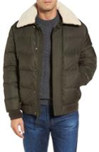 Men's Andrew Marc Pinnacle Quilted Down Jacket With Genuine Shearling Collar - Black