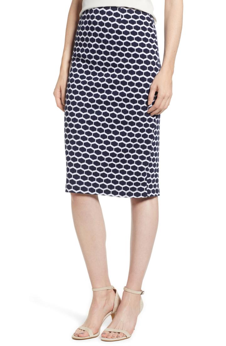 Petite Women's Everleigh Double Knit Pencil Skirt P - Blue