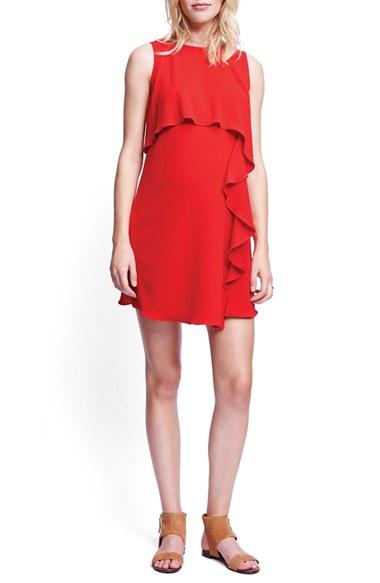 Women's Maternal America Cascade Ruffle Maternity/nursing Dress