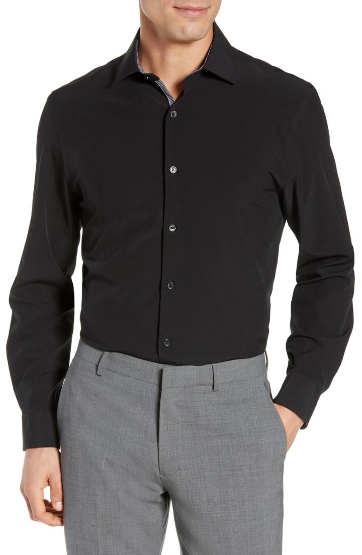 Men's W.r.k Trim Fit Stretch Solid Dress Shirt - Black