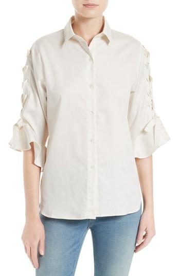 Women's Iro Armley Lace-up Sleeve Cotton Shirt Us / 38 Fr - White