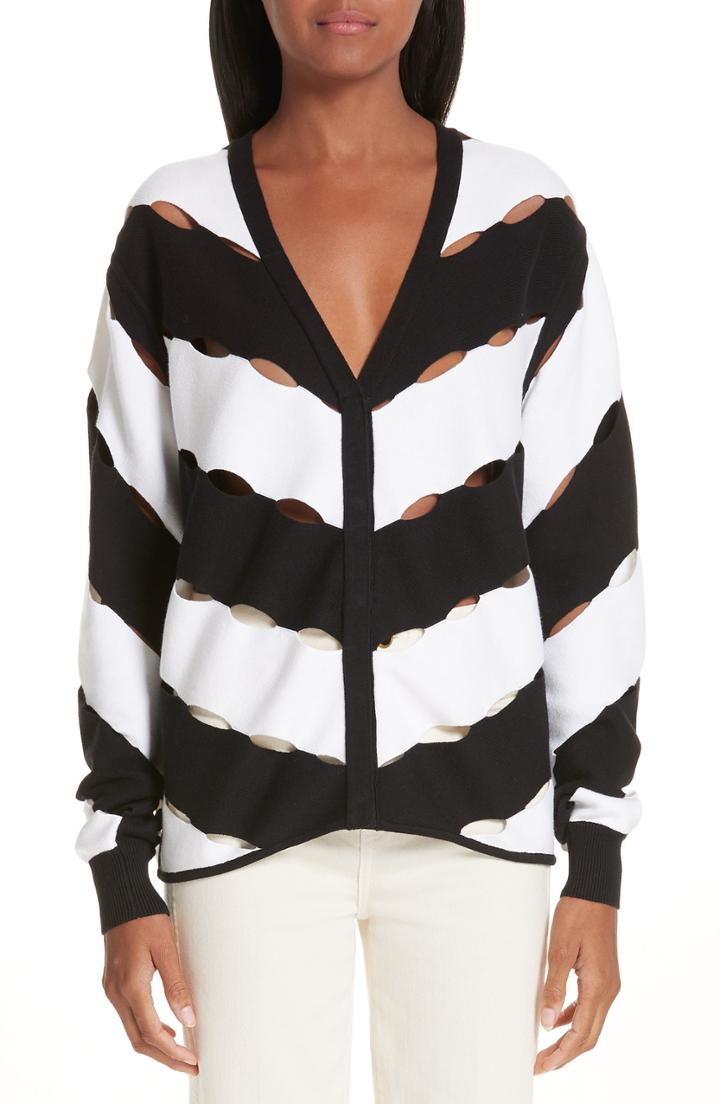 Women's Victor Glemaud Diagonal Stripe Cardigan - White