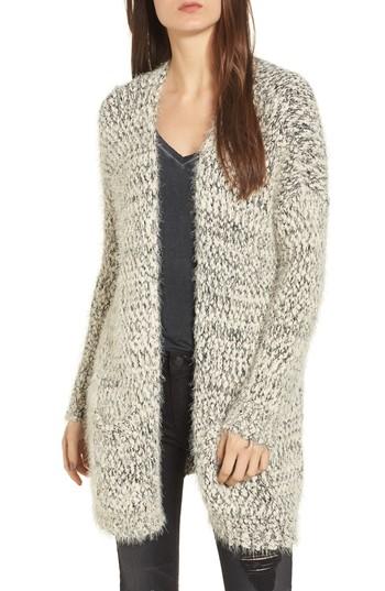 Women's Woven Heart Textured Cardigan - Ivory