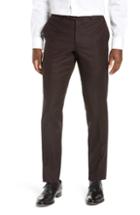 Men's Nordstrom Men's Shop Trim Fit Flat Front Stretch Wool Trousers X - Burgundy