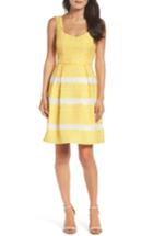 Women's Adrianna Papell Lemon Drop Jacquard Fit & Flare Dress - Yellow