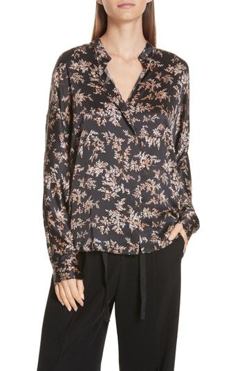 Women's Vince Eden Silk Popover Blouse - Black