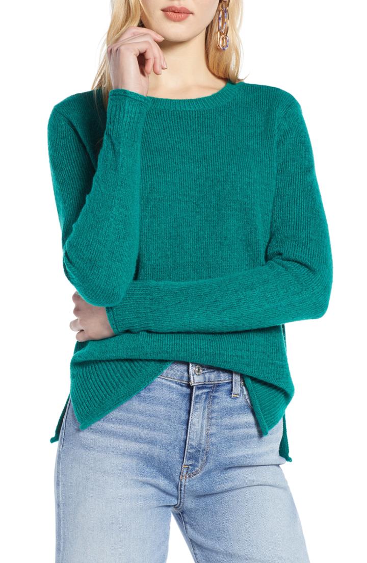 Women's Halogen Crewneck Sweater - Green