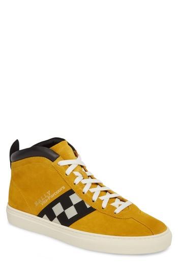 Men's Bally Vita Checkered High Top Sneaker D - Yellow