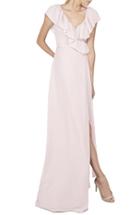 Women's Ceremony By Joanna August 'lolo' Ruffle V-neck Chiffon Wrap Gown - Pink
