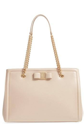 Salvatore Ferragamo Pebbled Leather Shopper - Pink