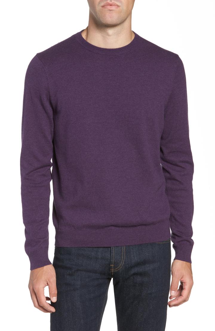Men's Nordstrom Men's Shop Cotton & Cashmere Crewneck Sweater - Purple