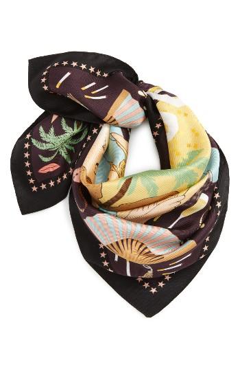 Women's Karen Mabon Hollywood Silk Square Scarf, Size - Black
