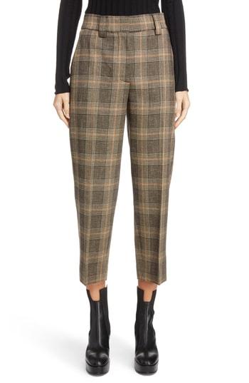Women's Acne Studios Check Crop Suit Pants Us / 40 Eu - Brown