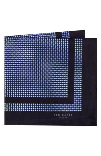 Men's Ted Baker London Micro Dot Silk Pocket Square, Size - Blue