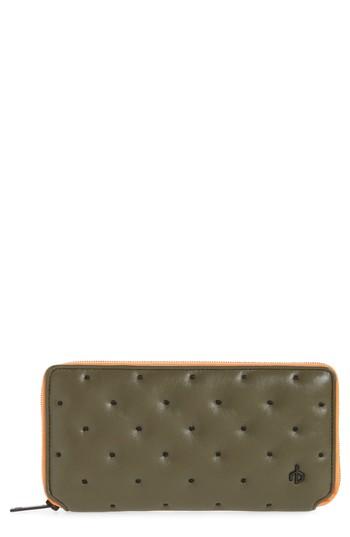 Women's Rag & Bone Dot Dash Quilted Leather Zip Around Wallet - Green