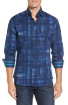 Men's Stone Rose Slim Fit Crinkle Print Sport Shirt (s) - Blue
