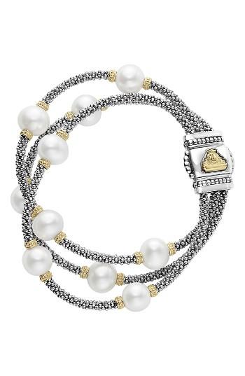 Women's Lagos Luna Pearl Caviar Multistrand Bracelet