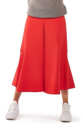 Women's Topshop Meg Zip Frill Palazzo Trousers Us (fits Like 0) - Red