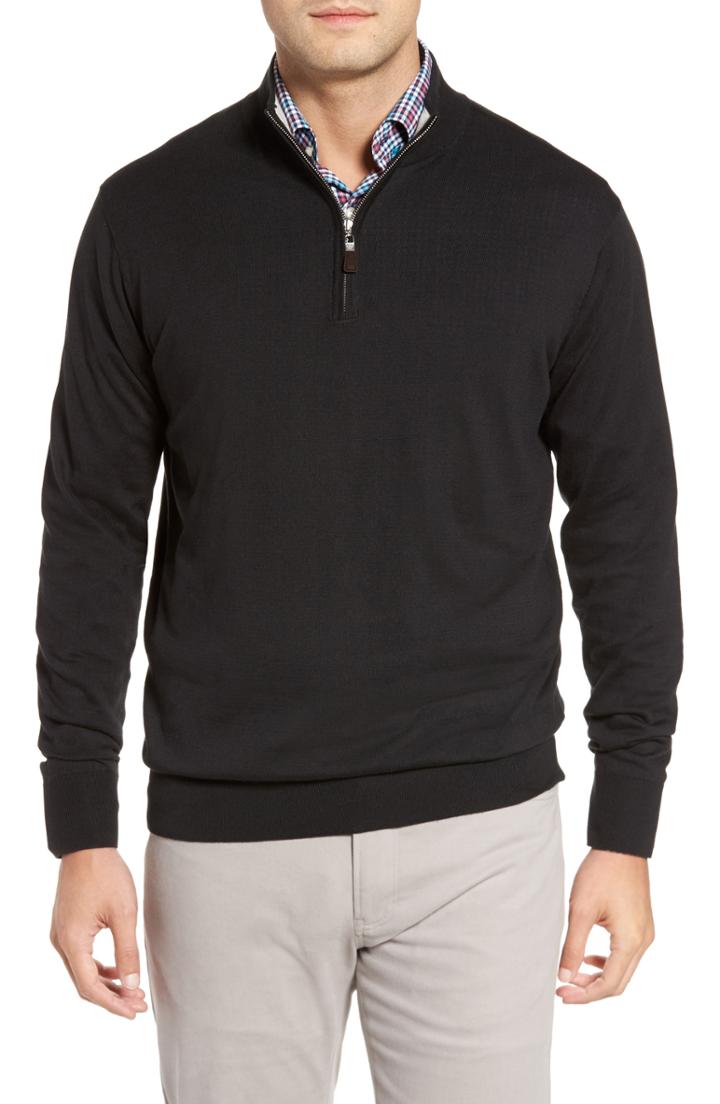 Men's Peter Millar Crown Soft Quarter-zip Pullover, Size - Black