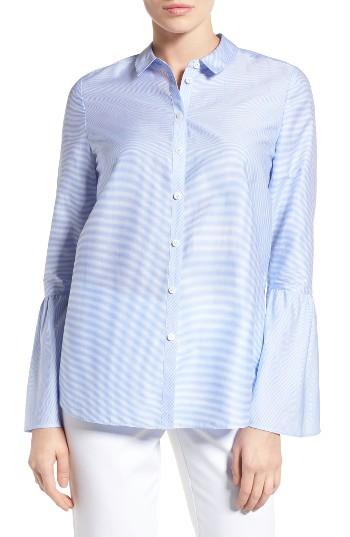 Women's Classiques Entier Stripe Poplin Funnel Sleeve Blouse