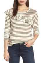 Women's Lucky Brand Stripe Asymmetrical Ruffle Top - Green
